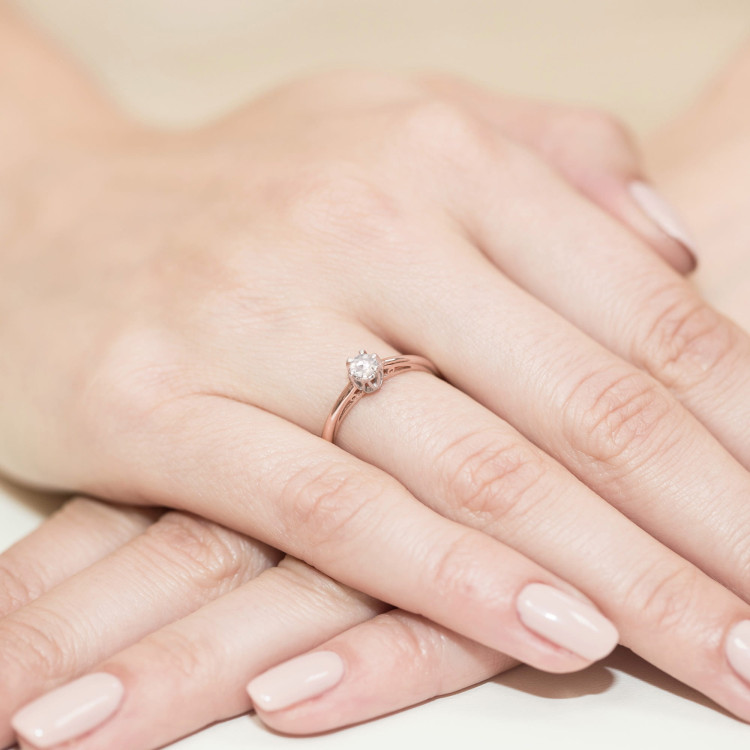 Pierścionek W0133 Diament 0,15ct różowe złoto
