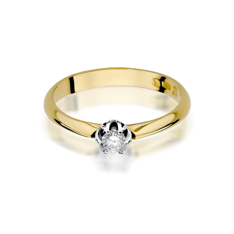 Pierścionek z żółtego złota z diamentem laboratoryjnym - próba 585 0,10CT w0134.Z3.LDW.01