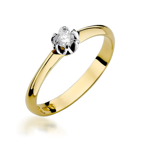 Pierścionek z żółtego złota z diamentem laboratoryjnym - próba 585 0,10CT w0134.Z3.LDW.01