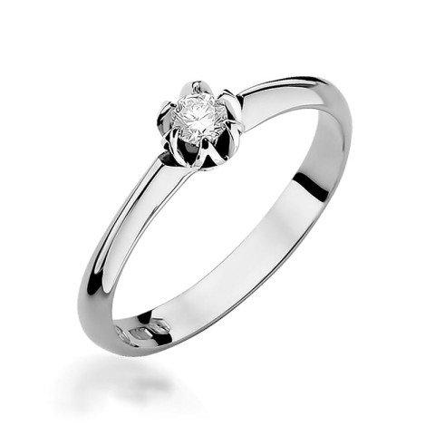 Pierścionek z białego złota z diamentem laboratoryjnym - próba 585 0,10CT w0134.B3.LDW.01