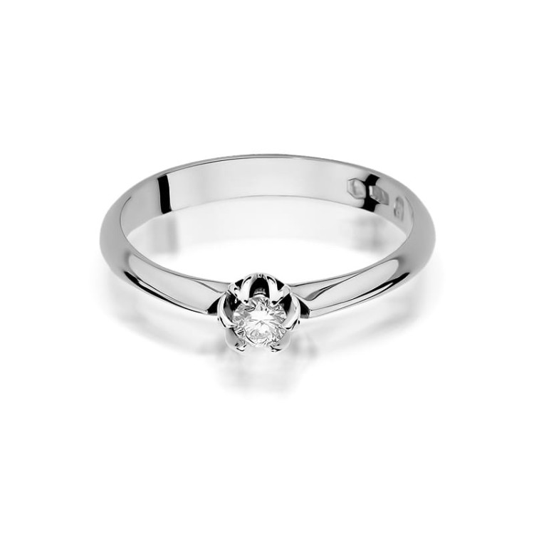 Pierścionek z białego złota z diamentem laboratoryjnym - próba 585 0,10CT w0134.B3.LDW.01