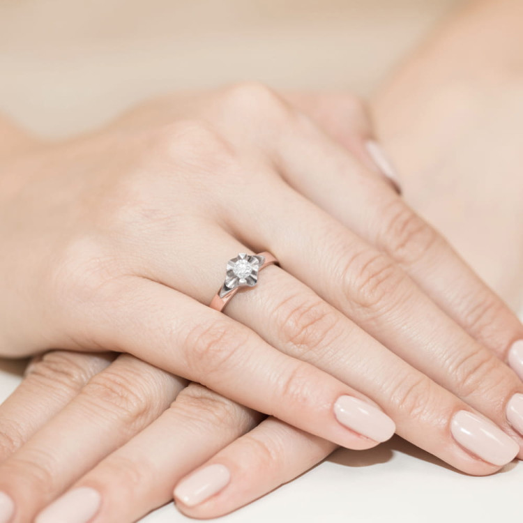 Pierścionek W0155 Diament 0,23ct różowe złoto
