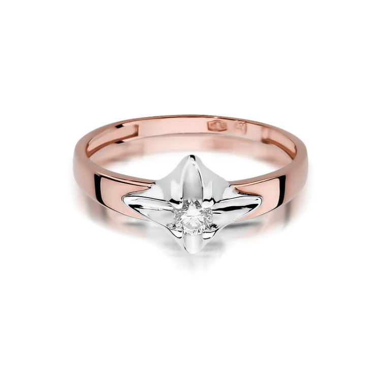 Pierścionek W0155 Diament 0,12ct różowe złoto