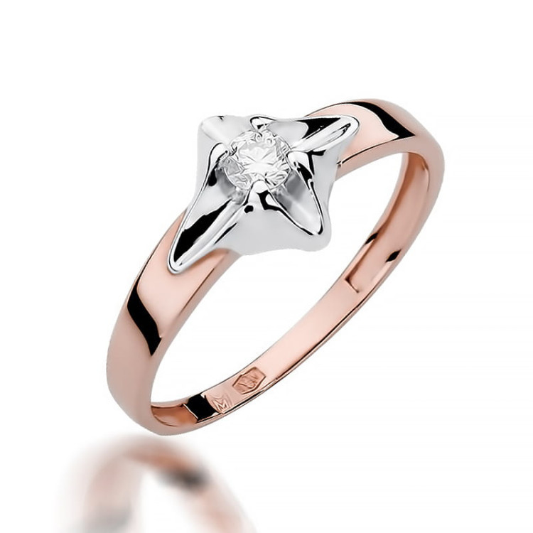 Pierścionek W0155 Diament 0,12ct różowe złoto