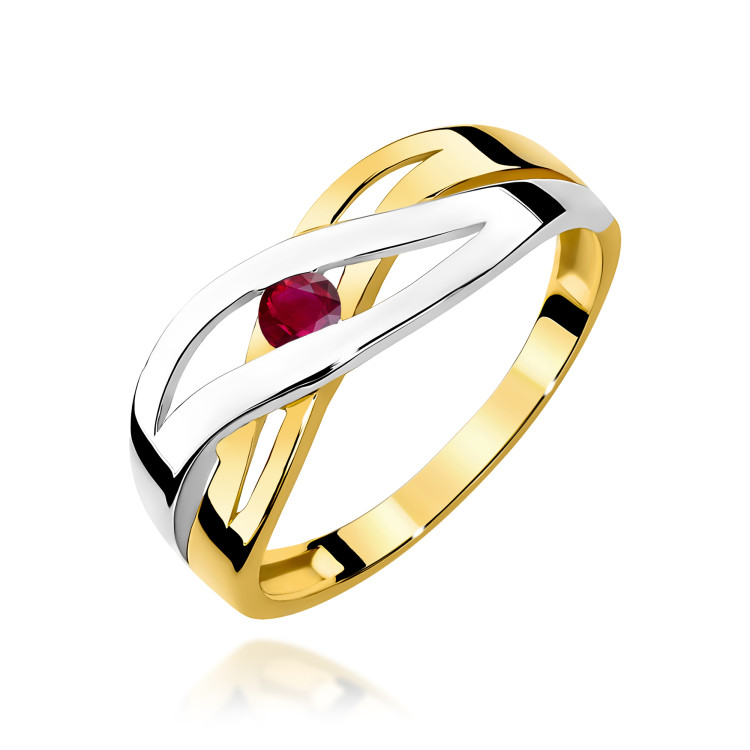 Pierścionek W0156 Rubin 0,15ct żółte złoto