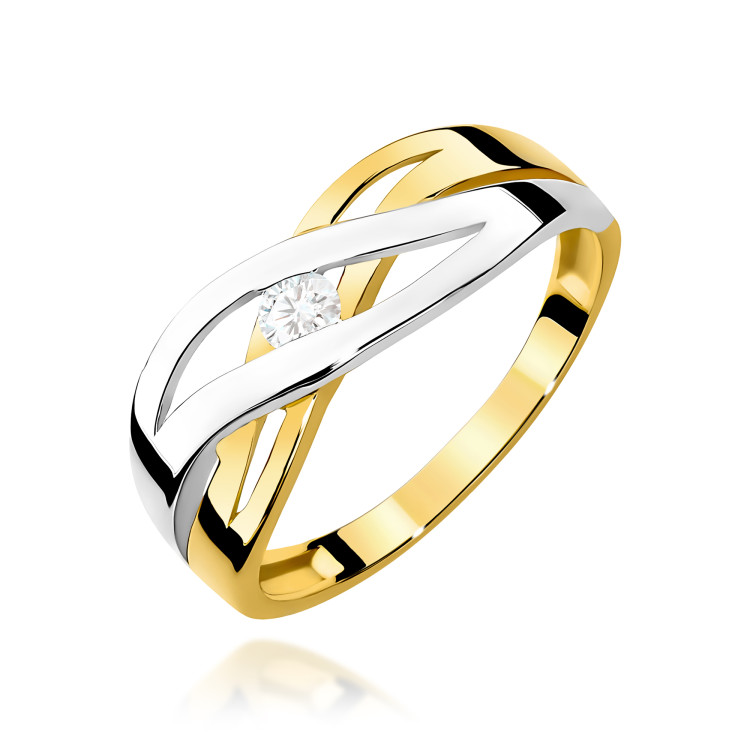 Pierścionek W0156 Diament 0,10ct żółte złoto