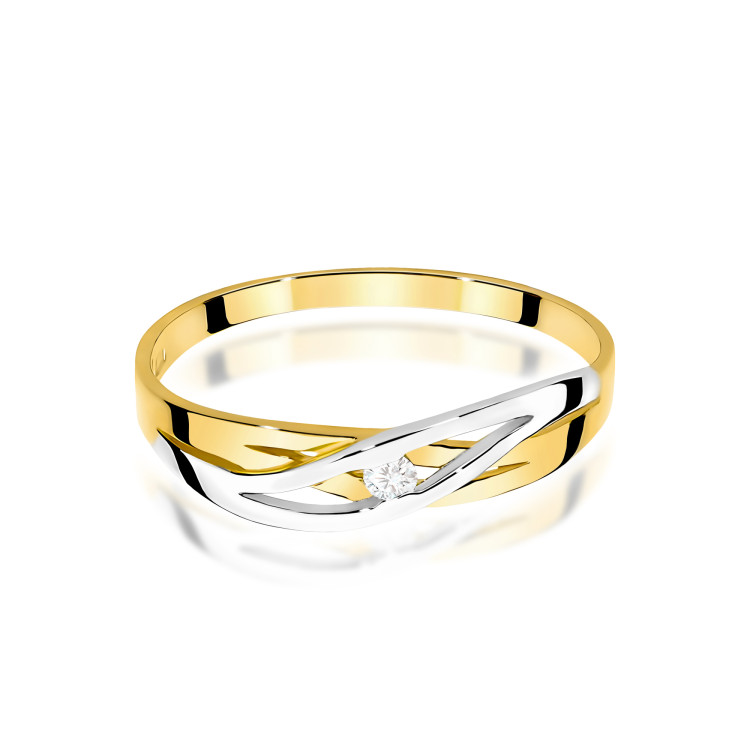 Pierścionek W0156 Diament 0,04ct żółte złoto