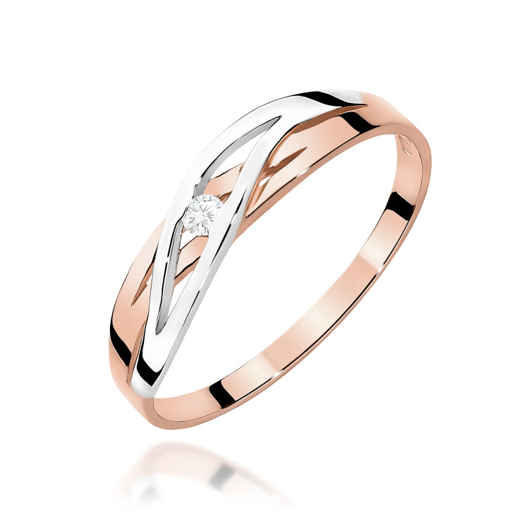 Pierścionek W0156 Diament 0,04ct różowe złoto