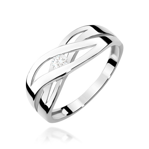 Pierścionek z białego złota z diamentem laboratoryjnym - próba 585 0,10CT w0156.B3.LDW.01