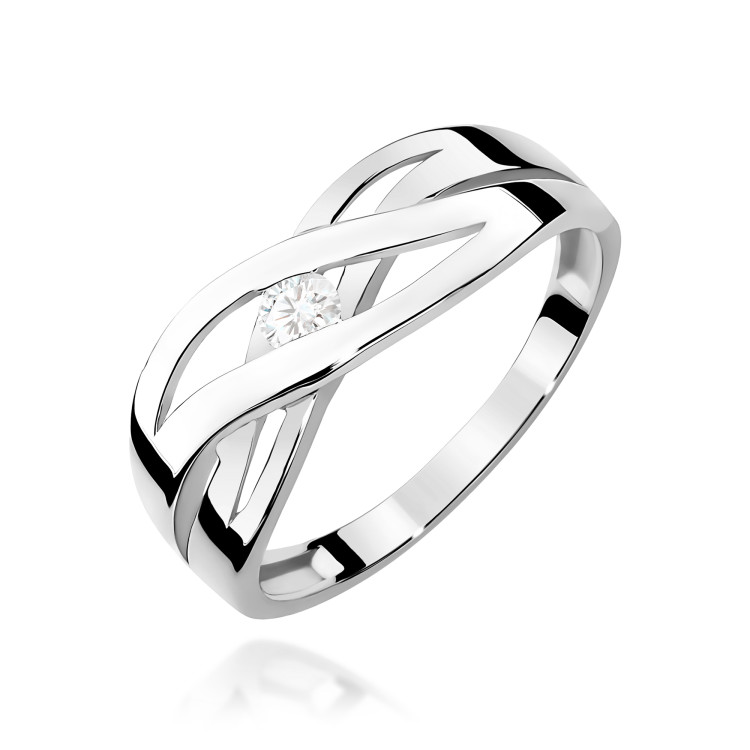Pierścionek z białego złota z diamentem laboratoryjnym - próba 585 0,10CT w0156.B3.LDW.01