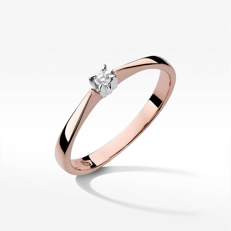 Pierścionek W0175 Diament 0,03ct różowe złoto