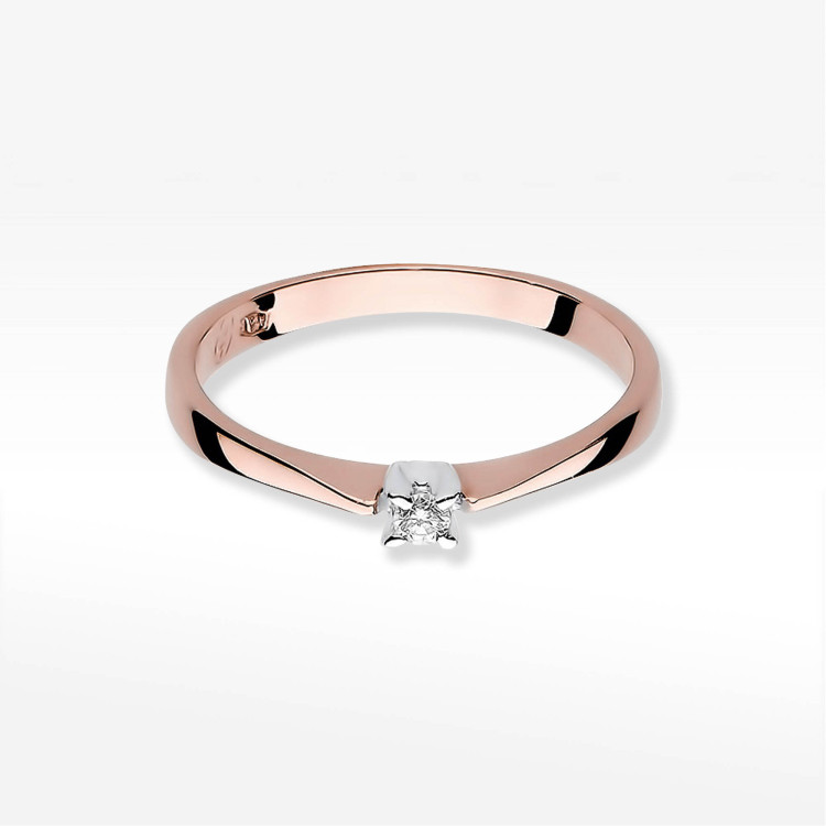 Pierścionek W0175 Diament 0,03ct różowe złoto