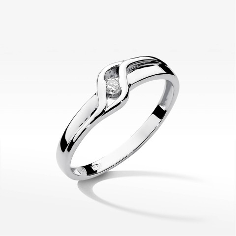 Pierścionek z białego złota z diamentem laboratoryjnym - próba 585 0,10CT w0178.B3.LDW.01
