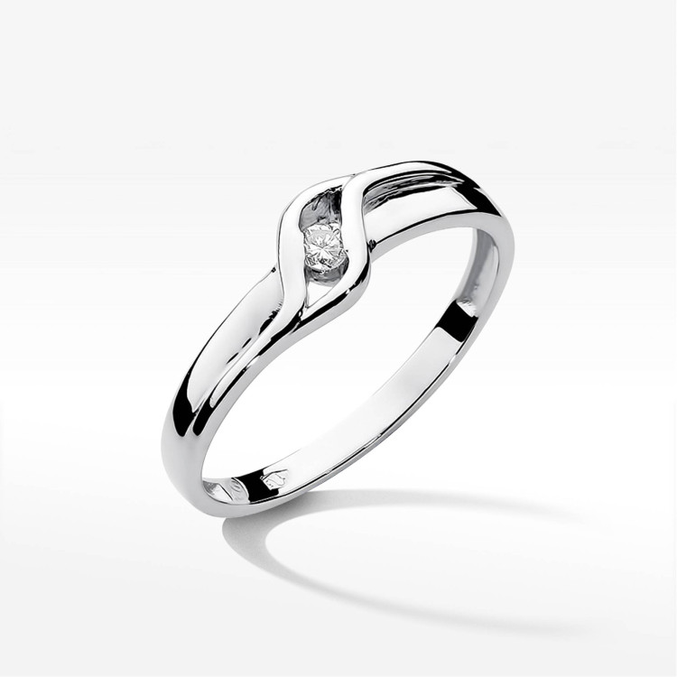 Pierścionek z białego złota z diamentem laboratoryjnym - próba 585 0,10CT w0178.B3.LDW.01
