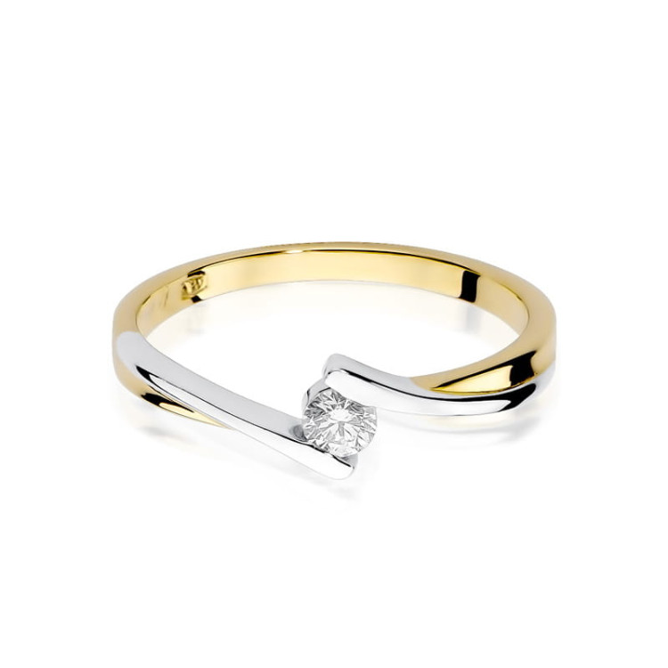 Pierścionek z żółtego złota z diamentem laboratoryjnym - próba 585 0,10CT w0180.Z3.LDW.01