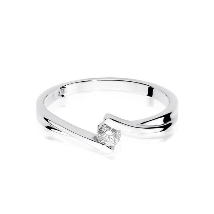 Pierścionek z białego złota z diamentem laboratoryjnym - próba 585 0,10CT w0180.B3.LDW.01