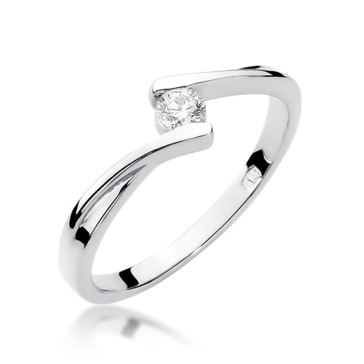 Pierścionek z białego złota z diamentem laboratoryjnym - próba 585 0,10CT w0180.B3.LDW.01