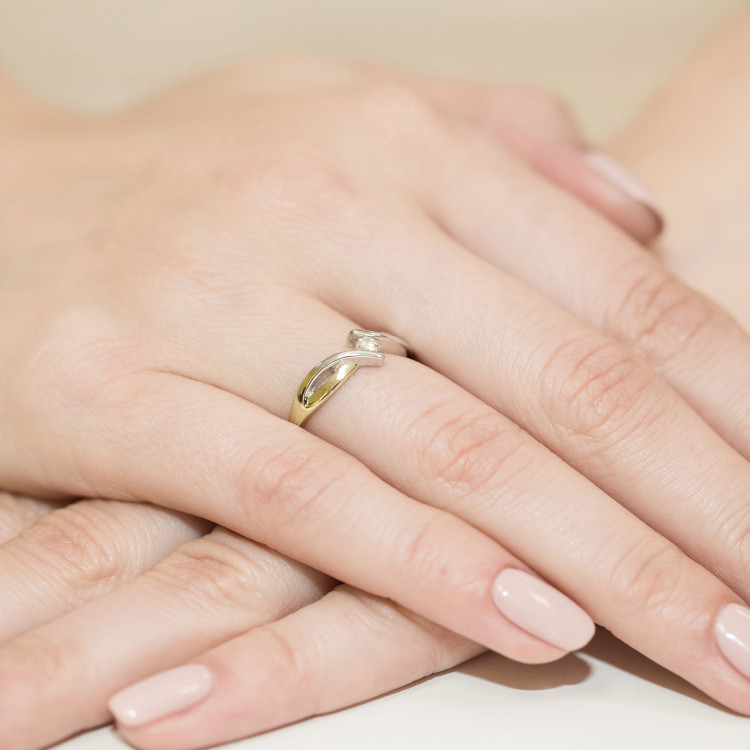 Pierścionek W0191B Diament 0,08ct żółte złoto
