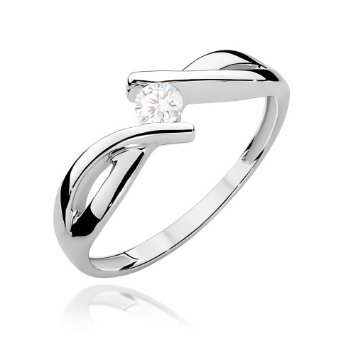 Pierścionek z białego złota z diamentem laboratoryjnym - próba 585 0,10CT w0191.B3.LDW.01