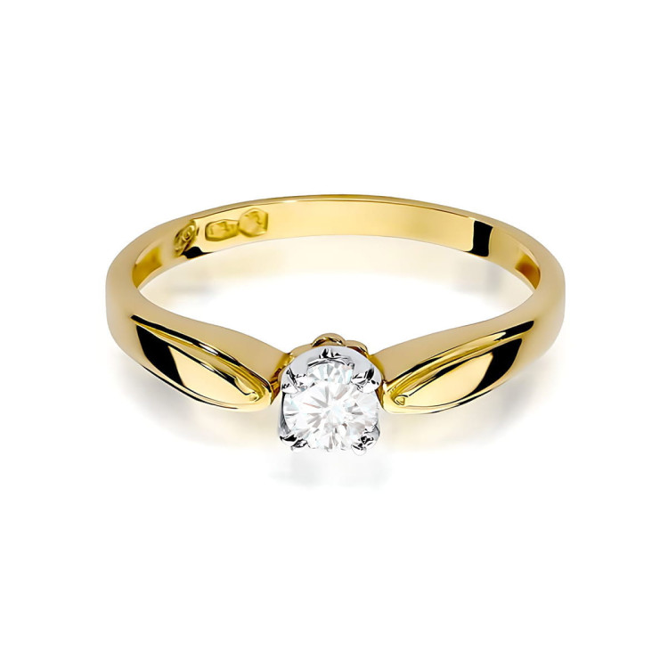 Pierścionek W0197 Diament Laboratoryjny 0,25ct żółte złoto