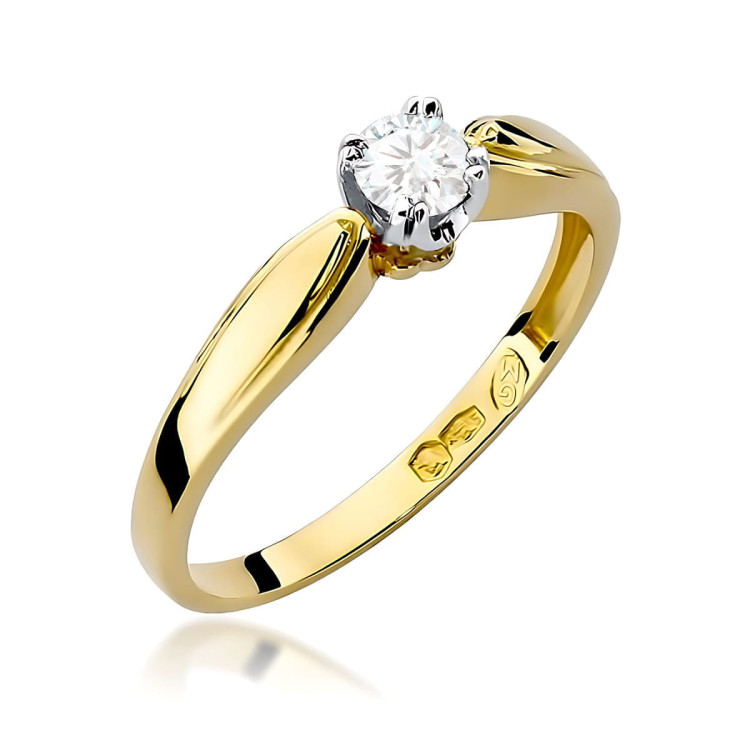 Pierścionek W0197 Diament Laboratoryjny 0,25ct żółte złoto