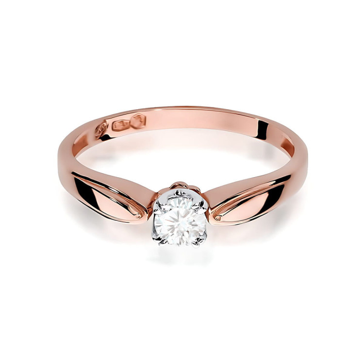 Pierścionek W0197 Diament Laboratoryjny 0,25ct różowe złoto