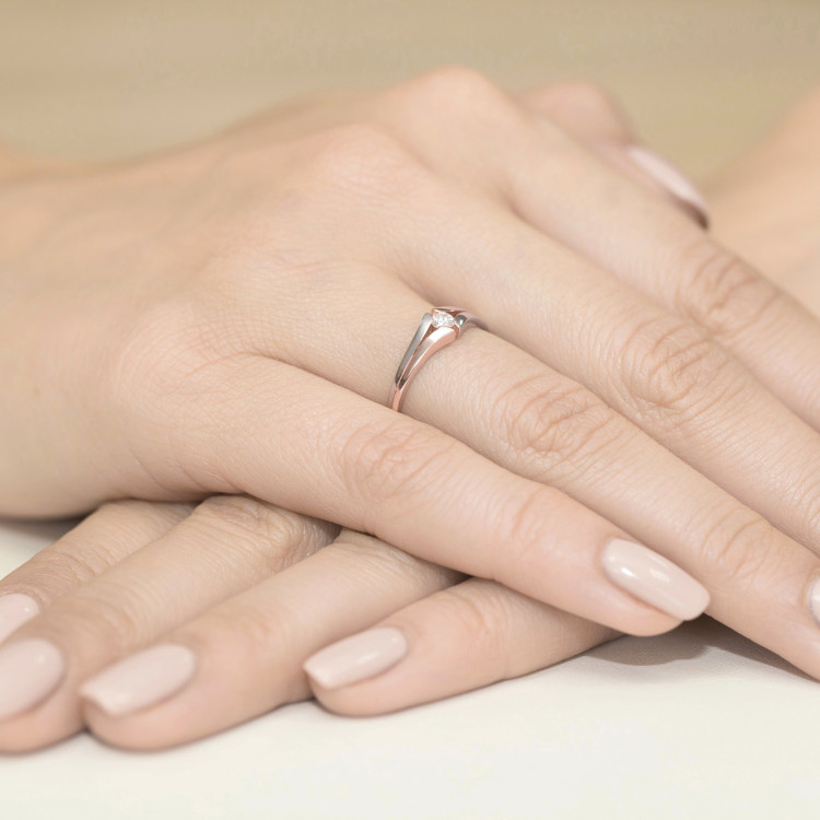 Pierścionek W0207 Diament 0,10ct różowe złoto