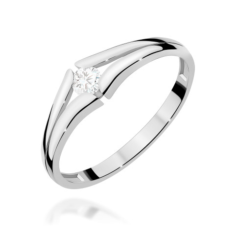 Pierścionek z białego złota z diamentem laboratoryjnym - próba 585 0,10CT w0207.B3.LDW.01
