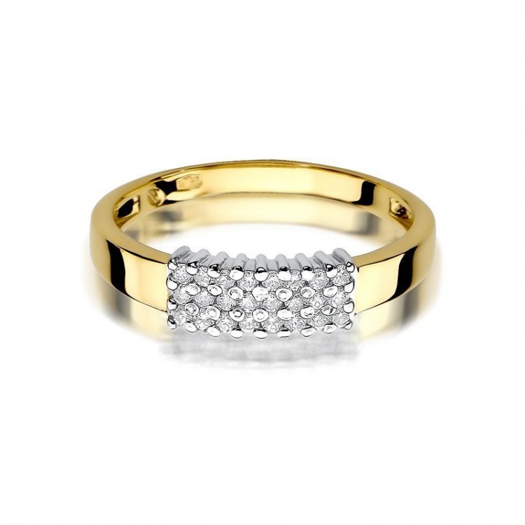 Pierścionek z żółtego złota z diamentami  - próba 585 0,21CT W-418A