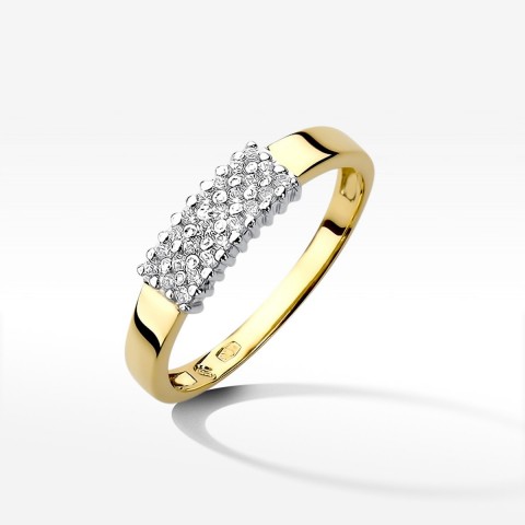 Pierścionek z żółtego złota z diamentami  - próba 585 0,21CT W-418A
