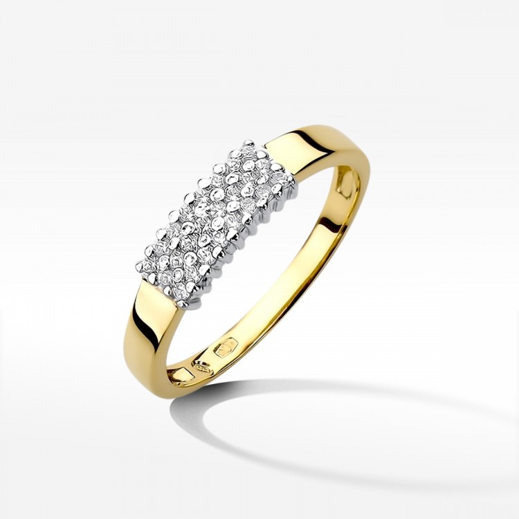 Pierścionek z żółtego złota z diamentami  - próba 585 0,21CT W-418A