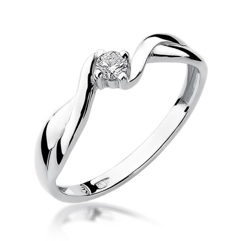 Pierścionek z białego złota z diamentem laboratoryjnym - próba 585 0,10CT w0208.B3.LDW.01