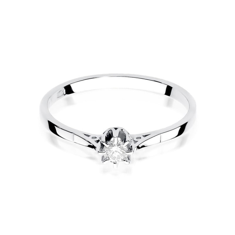 Pierścionek z białego złota z diamentem laboratoryjnym - próba 585 0,10CT w0209.B3.LDW.01