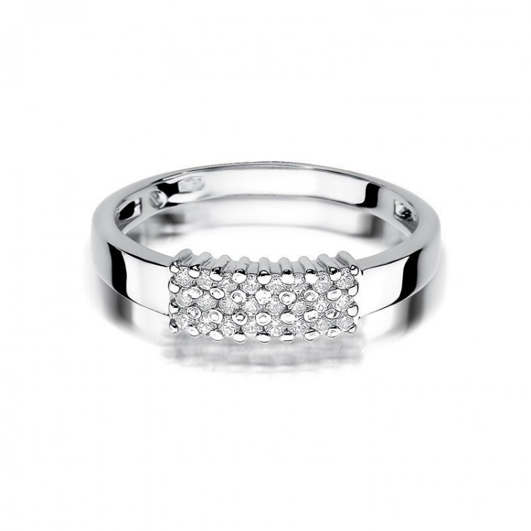 Pierścionek z białego złota z diamentami  - próba 585 0,21CT W-418B