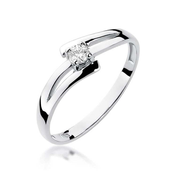 Pierścionek z białego złota z diamentem laboratoryjnym - próba 585 0,10CT w0210.B3.LDW.01