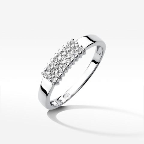 Pierścionek z białego złota z diamentami  - próba 585 0,21CT W-418B