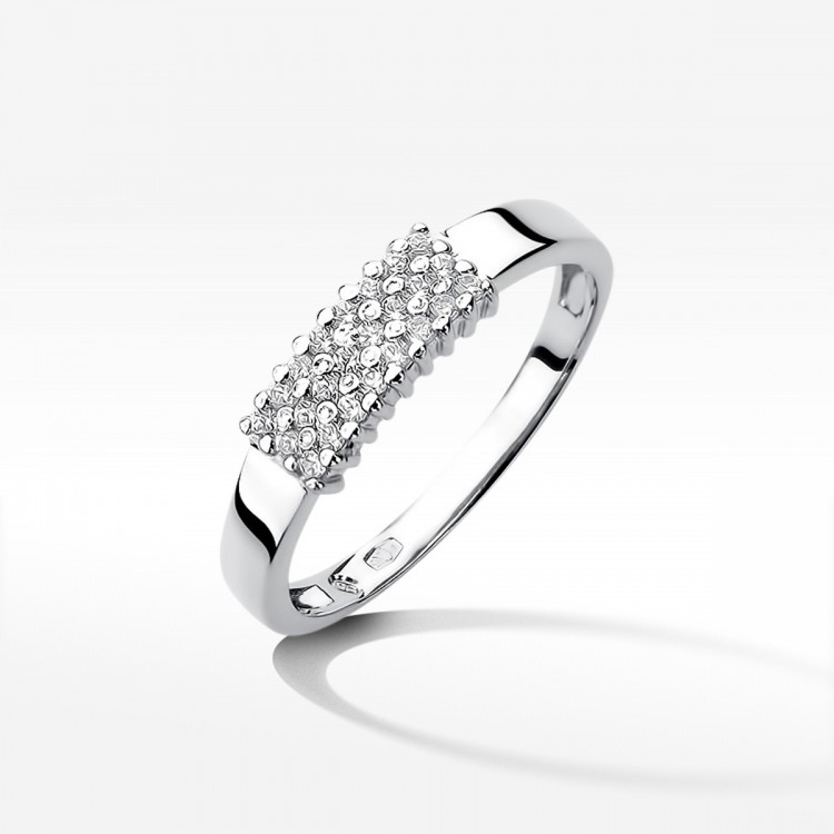 Pierścionek z białego złota z diamentami  - próba 585 0,21CT W-418B