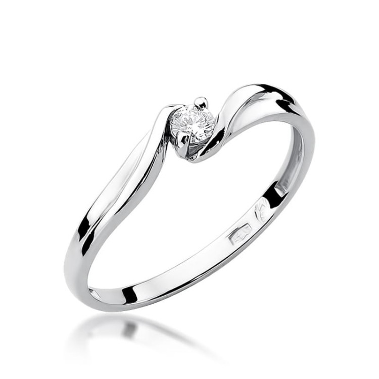 Pierścionek z białego złota z diamentem laboratoryjnym - próba 585 0,10CT w0211.B3.LDW.01