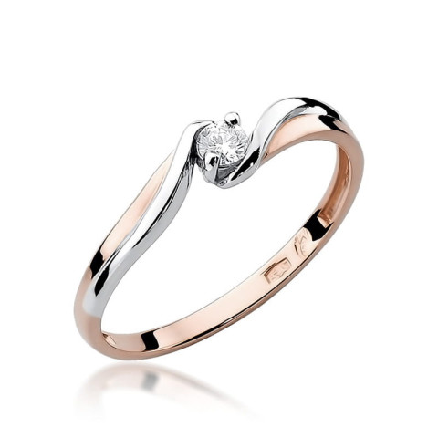 Pierścionek z różowego złota z diamentem laboratoryjnym - próba 585 0,10CT w0211.R3.LDW.01