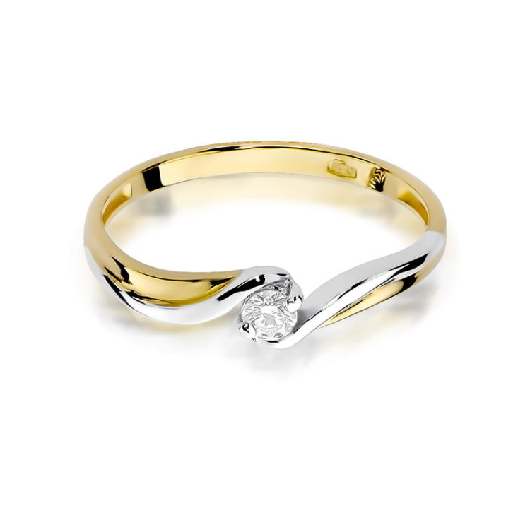 Pierścionek W0211 Diament 0,08ct żółte złoto