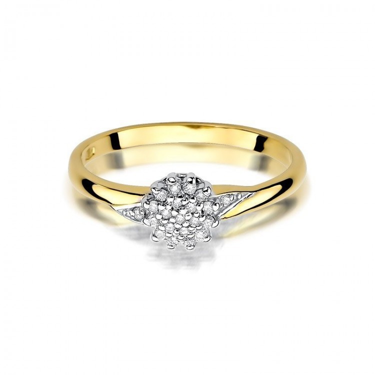 Pierścionek z żółtego złota z diamentami  - próba 585 0,11CT W-419A
