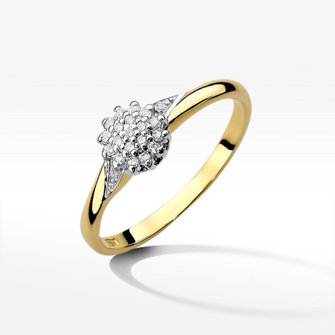 Pierścionek z żółtego złota z diamentami  - próba 585 0,11CT W-419A
