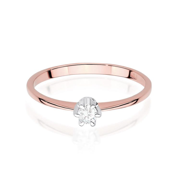 Pierścionek W0220 Diament 0,12ct różowe złoto