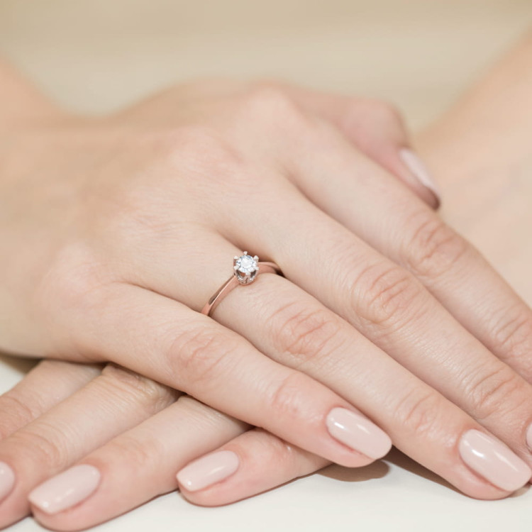 Pierścionek W0220B Diament 0,25ct różowe złoto