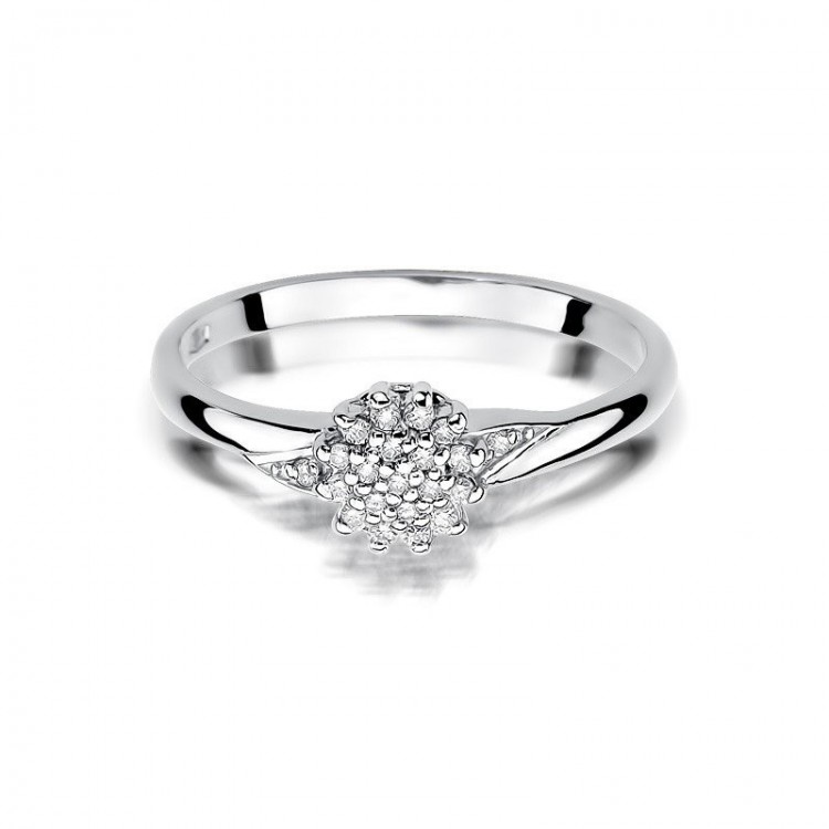 Pierścionek z białego złota z diamentami  - próba 585 0,11CT W-419B