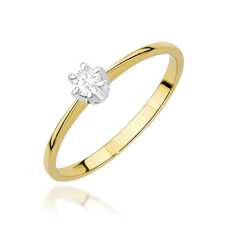 Pierścionek W0220 Diament 0,10ct żółte złoto