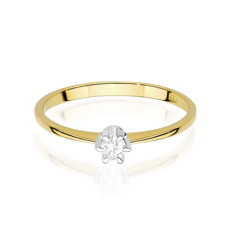 Pierścionek W0220 Diament 0,15ct żółte złoto