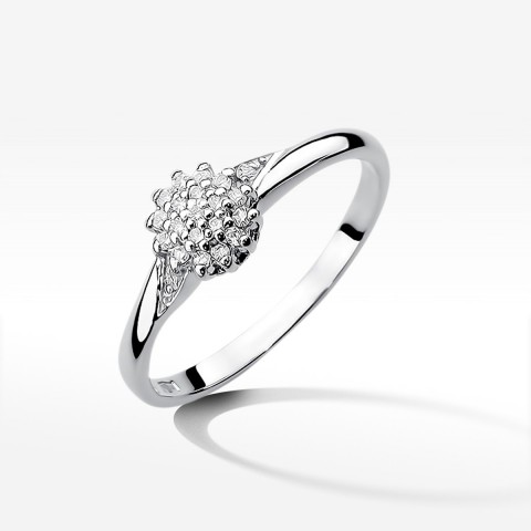 Pierścionek z białego złota z diamentami  - próba 585 0,11CT W-419B