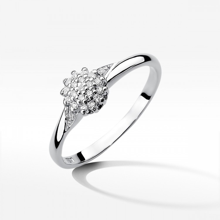 Pierścionek z białego złota z diamentami  - próba 585 0,11CT W-419B