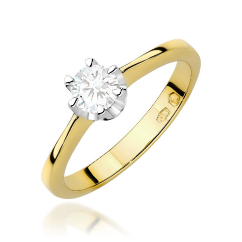 Pierścionek W0220B Diament 0,30ct żółte złoto